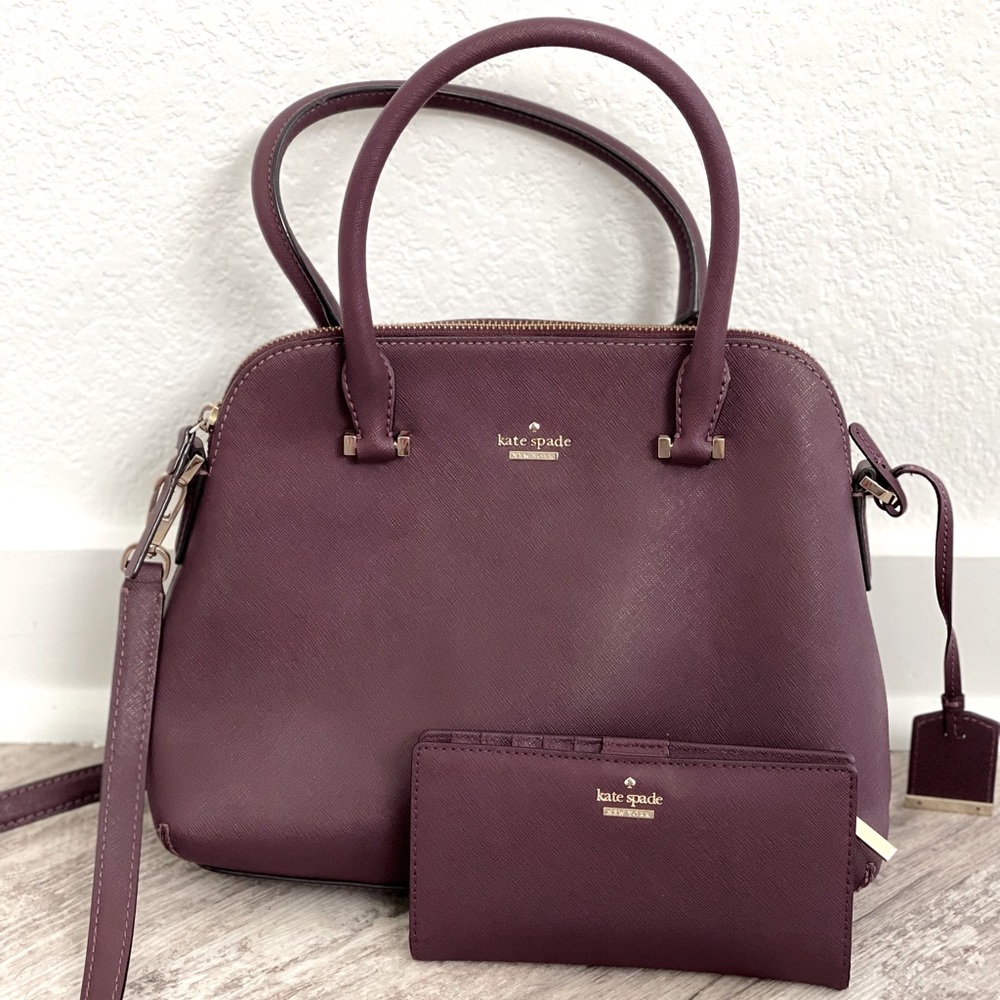 Burgundy Kate Spade Cameron Street Bag + Wallet